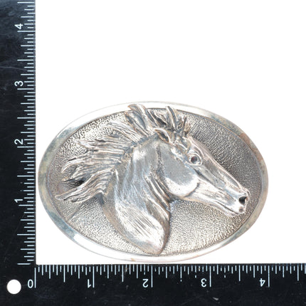 Heavy Stan Bentall sterling silver sculptural horse bust buckle for 1.5" belt