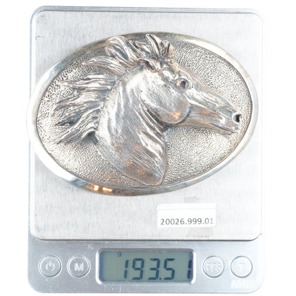 Heavy Stan Bentall sterling silver sculptural horse bust buckle for 1.5" belt