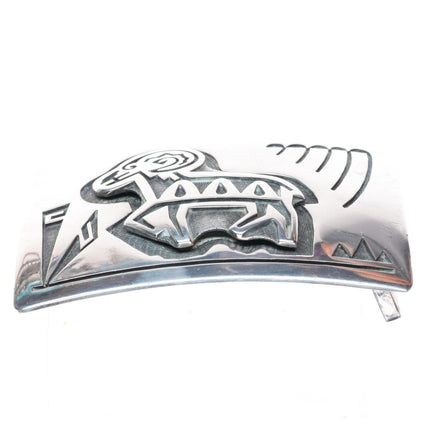 Marcus Coochwykvia hopi overlay bighorn sheep sterling silver buckle for 2" belt