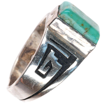 sz4 vintage AR Navajo sterling silver ring with rectangle turquoise