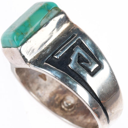 sz4 vintage AR Navajo sterling silver ring with rectangle turquoise