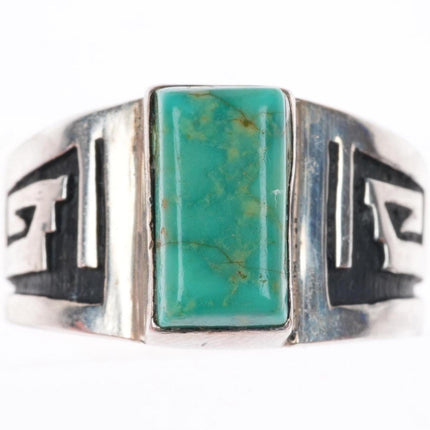sz4 vintage AR Navajo sterling silver ring with rectangle turquoise