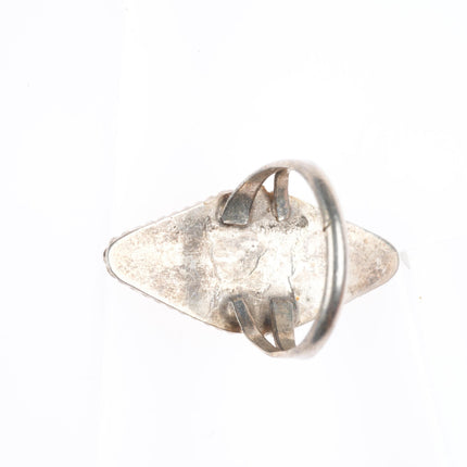 sz8.75 vintage Zuni sterling silver, turquoise, jet, shell inlay ring