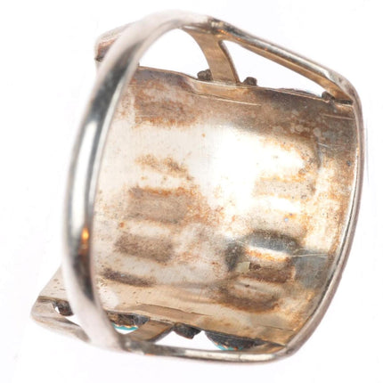sz7.5 vintage Zuni sterling silver two row turquoise cluster ring