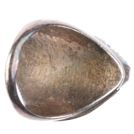 sz10.5 vintage Zuni sterling silver men's ring with nice turquoise