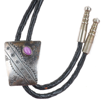 Vintage Navajo sterling silver purple charoite bolo tie