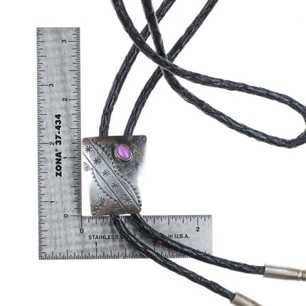 Vintage Navajo sterling silver purple charoite bolo tie
