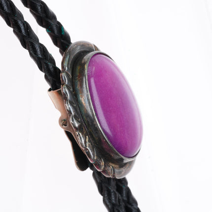 Vintage Navajo sterling silver purple jasper stone bolo tie