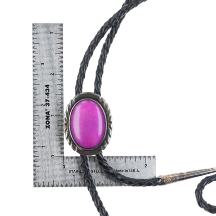 Vintage Navajo sterling silver purple jasper stone bolo tie