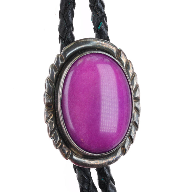 Vintage Navajo sterling silver purple jasper stone bolo tie