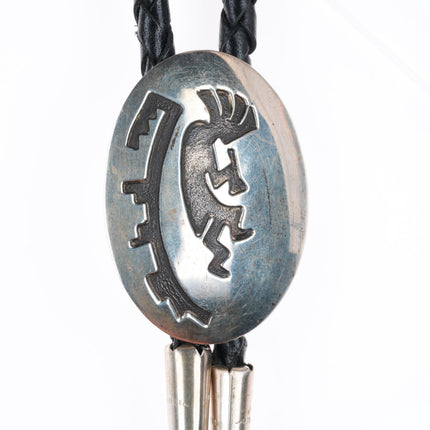 Vintage WW Navajo sterling silver stamped Kokopelli bolo tie