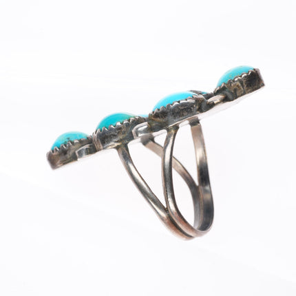sz7.5 vintage Navajo sterling silver turquoise cluster long ring