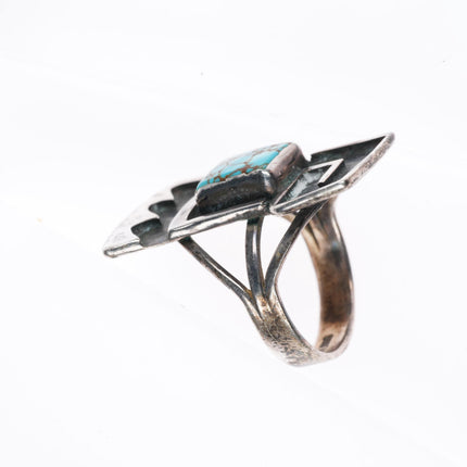 sz7.5 vintage Navajo sterling silver high grade red spiderweb turquoise ring