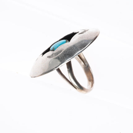 sz6 vintage Navajo sterling silver shadowbox waterweb turquoise ring