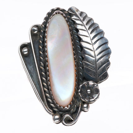 sz8 vintage Navajo sterling silver pink mother of pearl shell ring