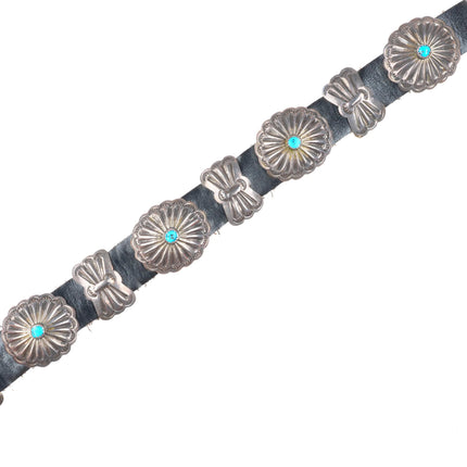 32" vintage Navajo sterling silver butterfly concho belt with turquoise
