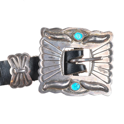 32" vintage Navajo sterling silver butterfly concho belt with turquoise