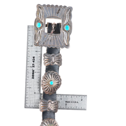 32" vintage Navajo sterling silver butterfly concho belt with turquoise