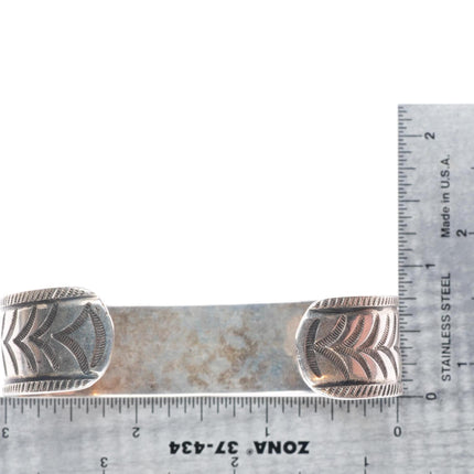 7.25" 1940's Navajo Arts and Crafts Guild stamped sterling silver cuff bracelet
