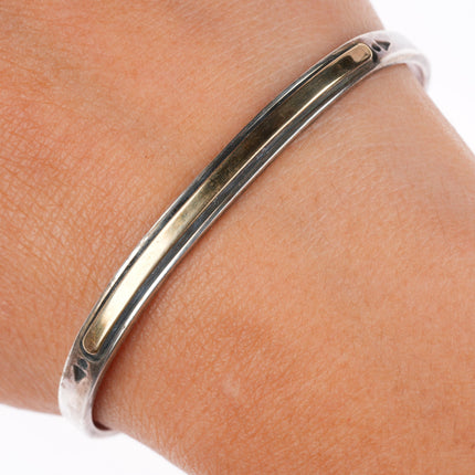 6.25"  HMY for MM Rogers 14k gold sterling silver southwestern cuff bracelet