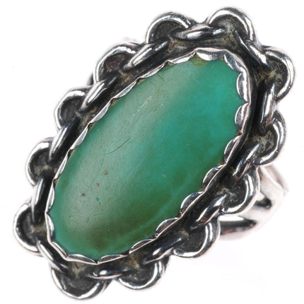 sz6 vintage  Navajo Fred Harvey style sterling silver green turquoise ring