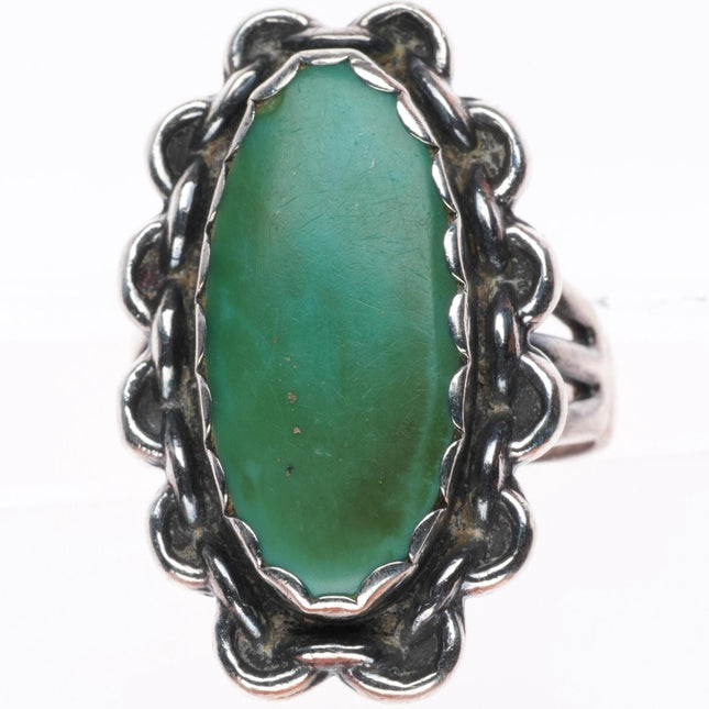 sz6 vintage  Navajo Fred Harvey style sterling silver green turquoise ring