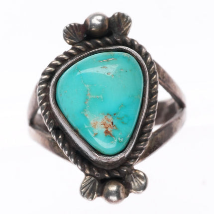 sz4 Fred Guerro Navajo sterling silver ring with nice turquoise