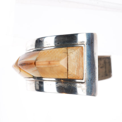 6.1" Jack Woolsey southwest modernist antler/bone sterling silver cuff bracelet