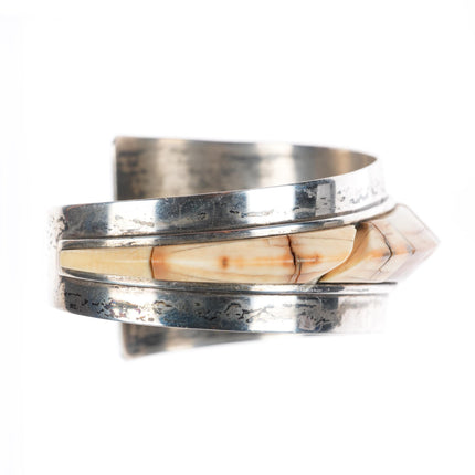 6.1" Jack Woolsey southwest modernist antler/bone sterling silver cuff bracelet