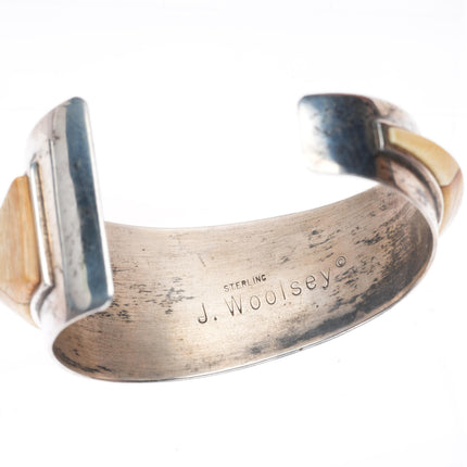 6.1" Jack Woolsey southwest modernist antler/bone sterling silver cuff bracelet