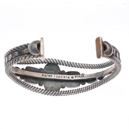 6.4" Aaron Toadlena Navajo sterling silver high grade turquoise cuff bracelet