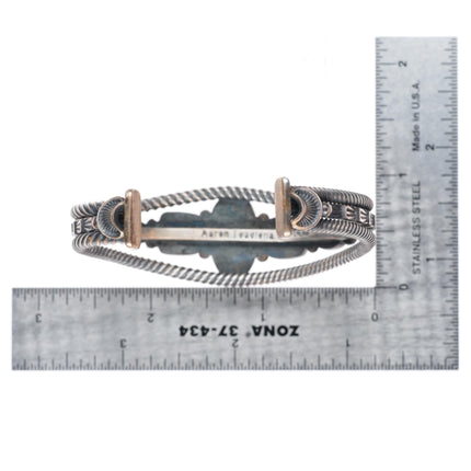 6.4" Aaron Toadlena Navajo sterling silver high grade turquoise cuff bracelet