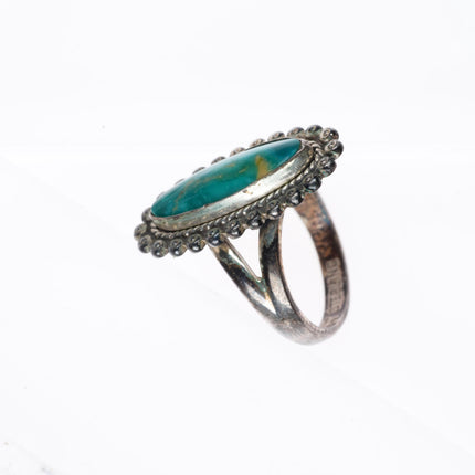 sz7 vintage Bell trading post high grade Blue Gem turquoise sterling silver ring
