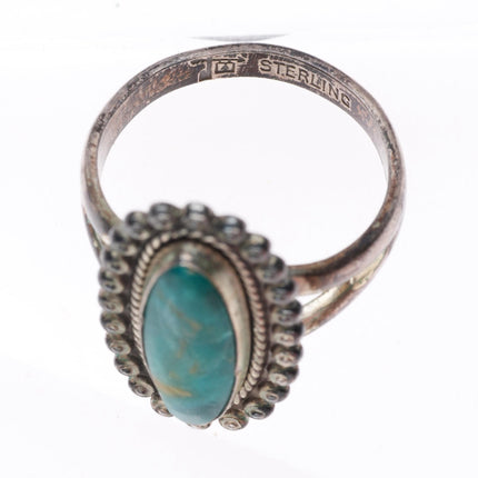 sz7 vintage Bell trading post high grade Blue Gem turquoise sterling silver ring