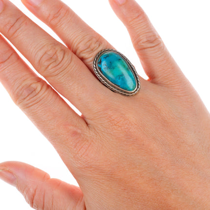 sz6.75 vintage Navajo Gem Silica/Turquoise/Chrysocolla sterling silver ring