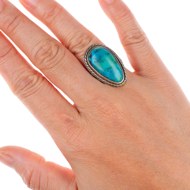 sz6.75 vintage Navajo Gem Silica/Turquoise/Chrysocolla sterling silver ring