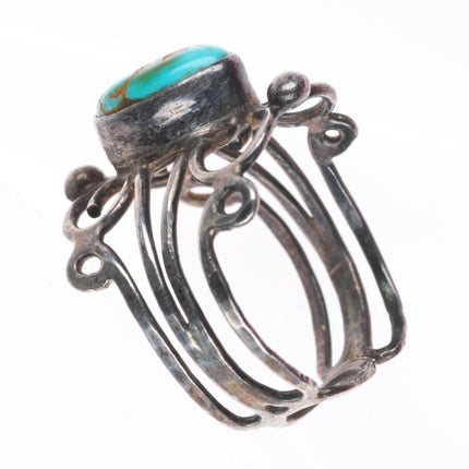 sz6.5 vintage Pueblo sterling silver Royston turquoise scrollwork ring