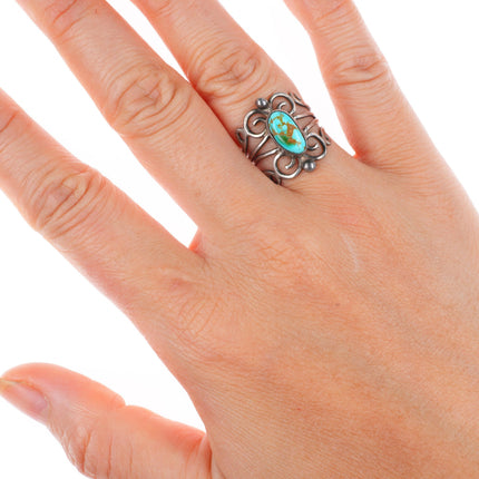 sz6.5 vintage Pueblo sterling silver Royston turquoise scrollwork ring