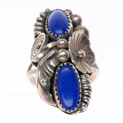 sz6.5 Max Calabaza Navajo sterling silver lapis 2 stone ring