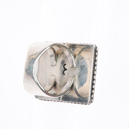 sz7 vintage southwestern sterling silver petrified wood agate/jasper ring
