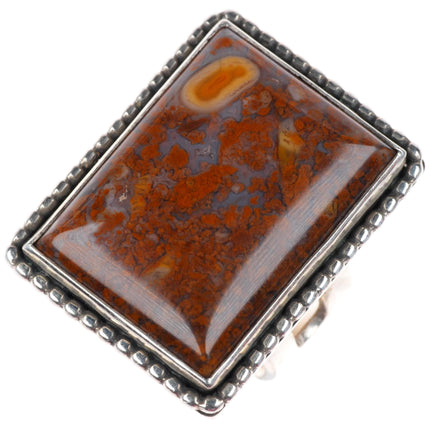 sz7 vintage southwestern sterling silver petrified wood agate/jasper ring
