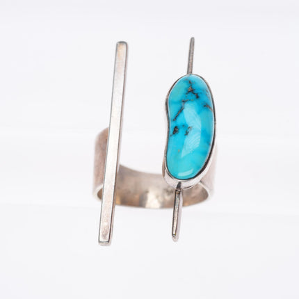 sz7 vintage southwestern modernist adjustable sterling silver turquoise ring