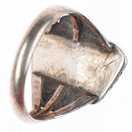 sz8 c1930's Vintage Navajo ingot silver high grade turquoise ring