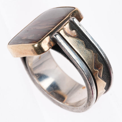 sz10 VM Navajo 14k gold Sterling silver picture jasper ring