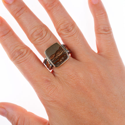 sz10 VM Navajo 14k gold Sterling silver picture jasper ring