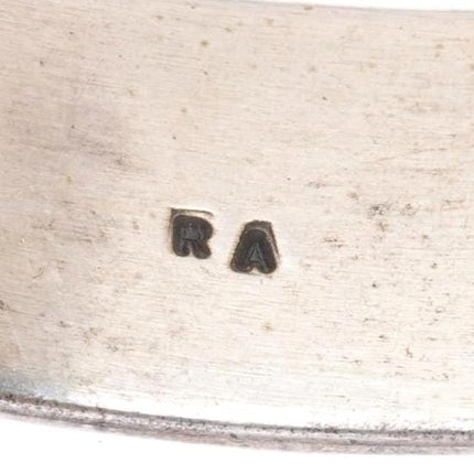 5.9" RA Vintage Southwestern sterling silver row cuff bracelet w/ nice turquoise