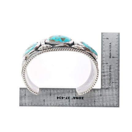 7.1" Big vintage JB Navajo sterling silver turquoise cuff bracelet