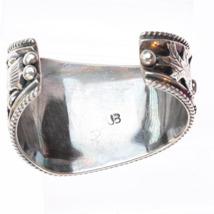 7.1" Big vintage JB Navajo sterling silver turquoise cuff bracelet