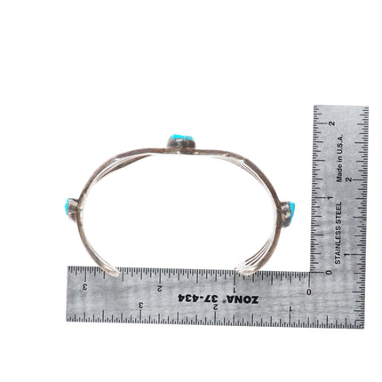6.6" vintage Navajo cast sterling silver spiderweb cuff bracelet w/turquoise