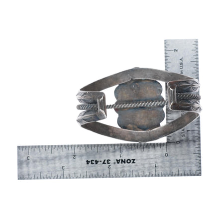 6.5" 1930's-40's Navajo carinated sterling silver #8 Turquoise cuff bracelet